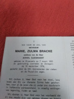 Doodsprentje Zulma Bracke / Gijzenzle 7/3/1885 Zottegem 10/9/1976 ( Achiel Sleeuwaert ) - Religion & Esotérisme