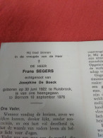 Doodsprentje Frans Segers / Ruisbroeck 30/6/1922 Bornem 10/9/1976 ( Josephine De Boeck ) - Religion & Esotérisme
