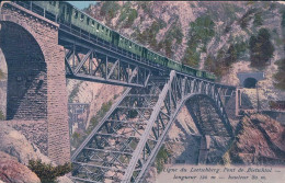 Lötschbergbahn, Chemin De Fer Et Tain Sur Le Pont De Bieschtal VS, Ligne Kandersteg-Zermatt Suisse (12080) - Kunstbauten