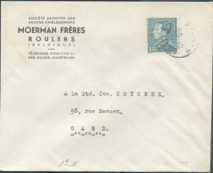 N°430 - 1Fr75 POORTMAN Obl. Sc ROESELARE (ROULERS) Sur Lettre à En-tête (MOERMAN Frères) 15-11-1949 Vers Gand - 21852 - 1936-51 Poortman