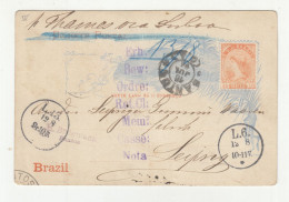 Brazil Postal Stationery Postcard Posted 1896 Santos To Leipzig B240205 - Postwaardestukken