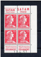 !!! 15 F MARIANNE DE MULLER BLOC DE 4 AVEC PUBS SATAM/GRAMMONT ET COIN DATE NEUF ** - Unused Stamps