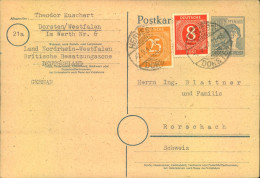 1947, 12 Pfg. GSK Mit 8 Und 25 Pfg. Ziffer Als Auslandskarte Ab DORSTEN - Covers & Documents