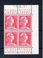 !!! 15 F MARIANNE DE MULLER BLOC DE 4 AVEC PUBS MACHINES A LAVER LINCOLN ET COIN DATE NEUF ** - Unused Stamps