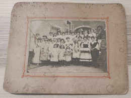 Photographie Originale Dans Cadre Carton - Photo De Groupe D'enfants - Filles - Dim: 27/21 Cm - Personnes Anonymes