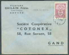 N°757 - 90c. (Armoirie St TRUIDEN - St-Trond) Obl. Sc MONS Sur Lettre à En-tête (filature GHILAIN) 1948 Vers Gand - 2185 - Briefe U. Dokumente