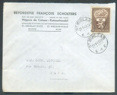 N°759 - 1Fr.35 (Armoirie CHARLEROI) Obl. Sc St-NIKLAAS (Saint Nicolas) Sur Lettre à En-tête (Retorderie F. SCHOETERS Cot - Lettres & Documents