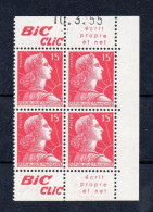 !!! 15 F MARIANNE DE MULLER BLOC DE 4 AVEC PUBS BIC CLIC ET COIN DATE NEUF ** - Unused Stamps