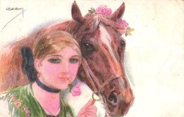 Usabal:Glamour Lady With Horse, ERKAL Nr. 328/6, Pre 1940 - Usabal