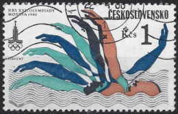 TCHECOSLOVAQUIE -  Jeux Olympiques De Moscou : Natation - Used Stamps