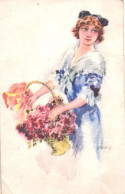 Usabal:Glamour Lady With Flower Basket, Pre 1940 - Usabal