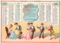Petit Calendrier 1880 Publicitaire * A La Ville De St Etienne Mercerie Magasin 6 Rue Du 4 Sept. Paris * Calendar - Tamaño Pequeño : ...-1900