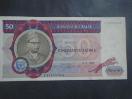 CONGO , P 25a , 50 Zaïres , 1980, AU Presque Neuf - République Démocratique Du Congo & Zaïre