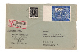 1948, Orts-R-Brief Mit überstempeltem Zettel Von Zeitz - Covers & Documents