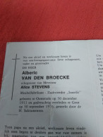 Doodsprentje Alberic Van Den Broecke / Oosterzele 30/12/1911 Gent 30/9/1976 ( Alice Stevens ) - Religion & Esotérisme