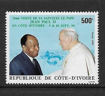 COTE D'IVOIRE 1990 VISITE DU PAPE YVERT N°847   NEUF MNH** - Papi