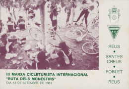 III MARXA CICLETURISTA INTERNACIONAL " RUTA DELS MONESTIRS " Dia 13 DE SEPTEMBRE DE 1981 - CPSM - Radsport