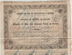 CHEMINS De FER De Graissesac à Béziers 1859 - Ferrocarril & Tranvías