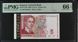 5 Leva BULGARIA 2009 UNC PMG 66 EPQ - Bulgaria