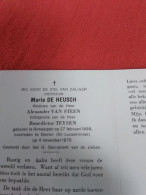 Doodsprentje Maria De Heusch / Antwerpen 27/2/1899 Ekeren 4/11/1976 ( Alexander Van Steen / Benedictus Teysen ) - Religion & Esotérisme