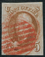 ETATS UNIS - YVERT 1 - 5 CENTS FRANKLIN - SIGNE PASQUET - OBLITERE - Usati