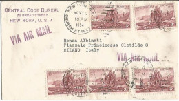 USA AirmailCV NY 10nov1954 To Italy With Lewis Clark Expedition C.3 X 5 Pcs - Nice SIMPLE & REAL Franking - Cartas & Documentos