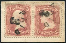 ETATS UNIS - YVERT 19X2 OBLITERES PAID 3 SUR FRAGMENT - Usati