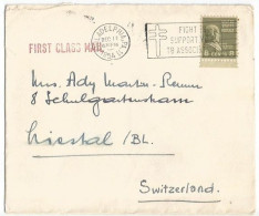 USA FIRST CLASS MAIL Cover Philadelphia 11dec1954 X Suisse With Prexies C.8 Van Buren Solo Franking - Storia Postale