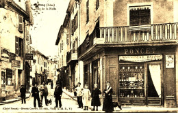 14592 - Isére -  VINAY : Rue De La Halle - Magasin Poncet  Et Photogr. Trés Beau Plan  Circulée En 1906 - Vinay