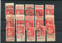 !!! 50C PAIX LOT DE 15 TIMBRES PUBS OBLITERES TOUS DIFFERENTS - Oblitérés