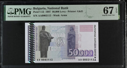 50000 Leva BULGARIA 1997 UNC PMG 67 EPQ - Bulgaria