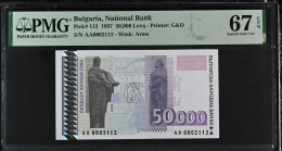 50000 Leva BULGARIA 1997 UNC PMG 67 EPQ - Bulgarije