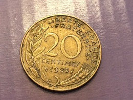 Münze Münzen Umlaufmünze Frankreich 20 Centimes 1980 - 20 Centimes