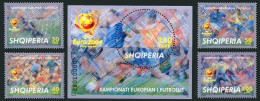 Albania 2004 MNH MS+4v, European Football Soccer Sports Championship, Odd Round Stamp - Europei Di Calcio (UEFA)