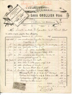 FACTURE.34.MONTPELLIER.IMPRIMERIE.TYPO.LITHO.LOUIS GROLLIER PERRE 7 & 9 BOULEVARD DU PEYROU. - Printing & Stationeries