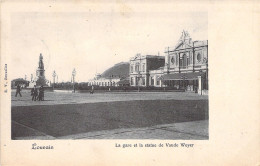 BELGIQUE - Louvain - La Gare Et La Statue De Vaude Weyer - Carte Postale Ancienne - Leuven