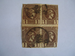 GREECE USED STAMPS BLOCK OF 4 SMALL HEAD   POSTMARK ΑΘΗΝΑΙ - Oblitérés