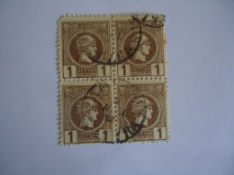 GREECE USED STAMPS BLOCK OF 4 SMALL HEAD   POSTMARK - Gebraucht