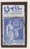 BANDE PUB -N°365- 65c BLEU TYPE PAIX- Obl-PUB  FER A CHEVAL  - (MAURY 245) - - Usati