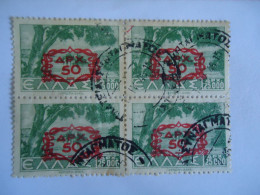 GREECE USED STAMPS  1946 OVERPRINT   BLOCK OF 4 POSTMARK  ΣΥΝΤΑΓΜΑ - Used Stamps
