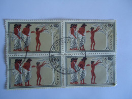GREECE USED STAMPS  1960 OLYMPIC GAMES ROME 1960  BLOCK OF 4 POSTMARK - Oblitérés
