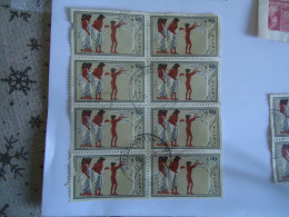 GREECE USED STAMPS  1960 OLYMPIC GAMES ROME 1960  BLOCK OF 8 POSTMARK - Usados