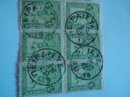 GREECE USED STAMPS  1902    BLOCK OF 6 POSTMARK 4 ΠΕΙΡΑΙΕΣ 1919 - Gebruikt