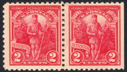 !a! USA Sc# 0643 MNH Horiz.PAIR (right Side Cut / A2) - Vermont Sesquicentennial - Ungebraucht