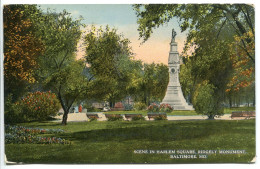 Voyagé 1915 - BALTIMORE Scène In Harlem Square Ridgely Monument - Baltimore