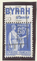 BANDE PUB -N°365- 65c BLEU TYPE PAIX- Obl-PUB  BYRRH  - (MAURY 243) - - Usati