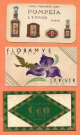 Carte Parfumée X 3 De L.T. PIVER  Pompeïa 1929, Floramye 1931-1932,  Gao 1931, Verso Calendrier, TBE - Non Classés