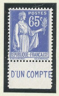 BANDE PUB -N°365- 65c BLEU TYPE PAIX-N**-PUB  C C P   - (MAURY 244) - - Unused Stamps