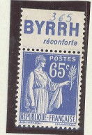 BANDE PUB -N°365- 65c BLEU TYPE PAIX-N*-PUB  BYRRH   - (MAURY 243) - - Neufs