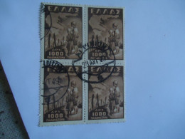 GREECE USED STAMPS 1947   BLOCK OF 4 POSTMARK AGRINION - Used Stamps